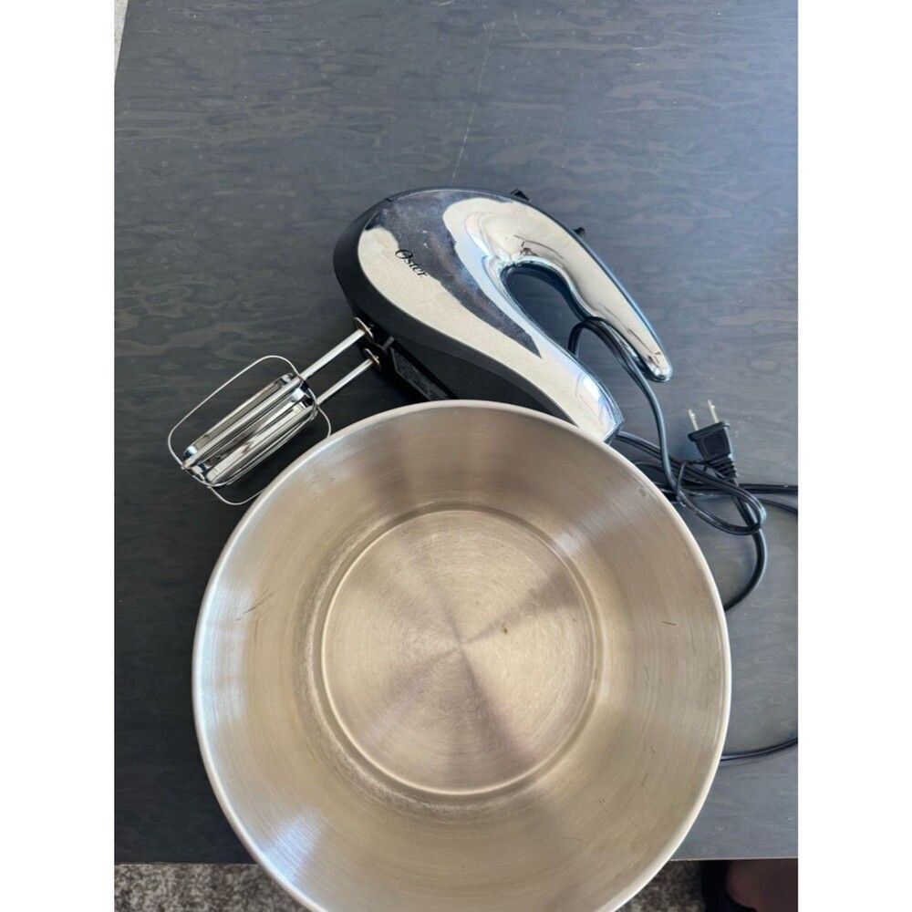 Oster Silver and Black Hand Mixer with Stainless Bowl